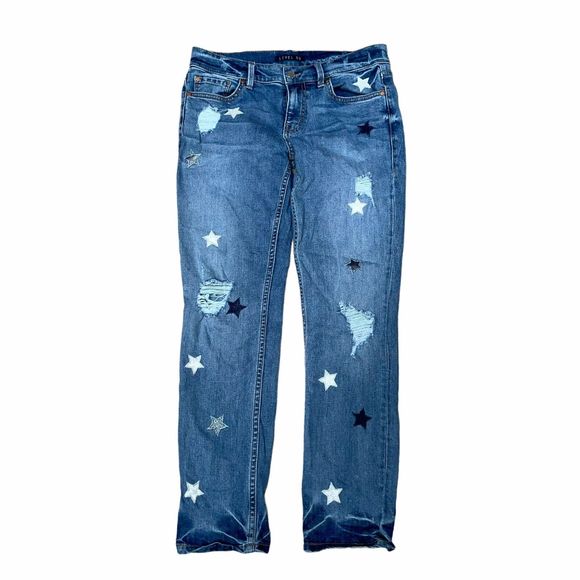 Anthropologie Level 99 Size 26 Star Embroidered Distressed Jeans - Picture 2 of 7